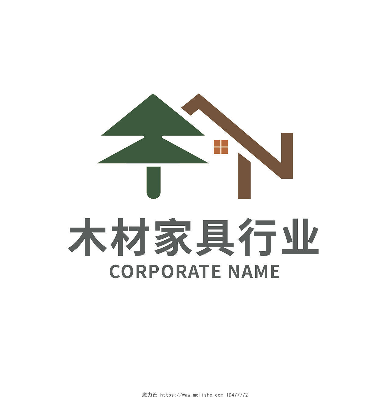 绿色环保木材家具行业企业标识logo花店logo